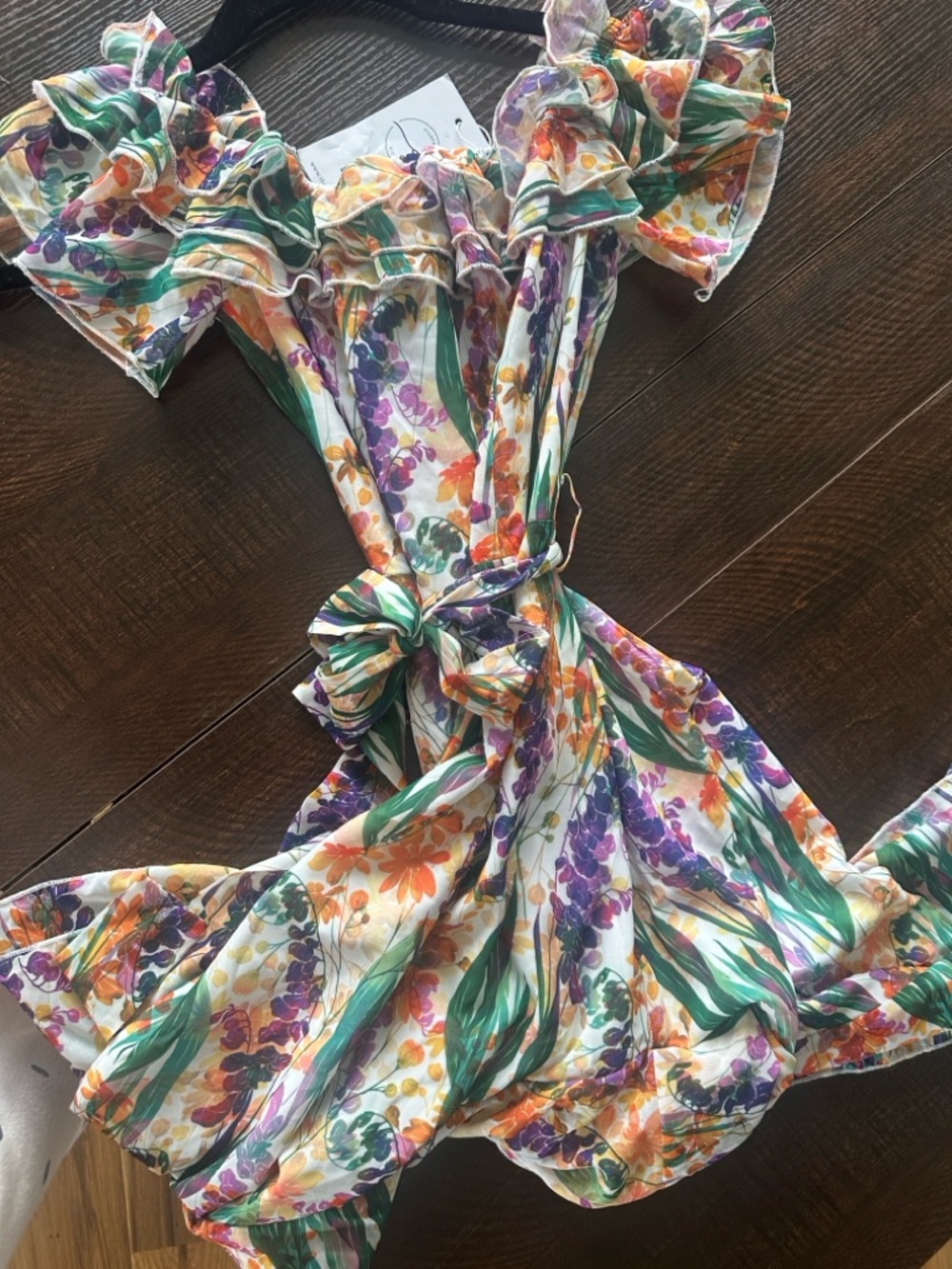 Floral Off-Shoulder Midi Dress in Multi-Color